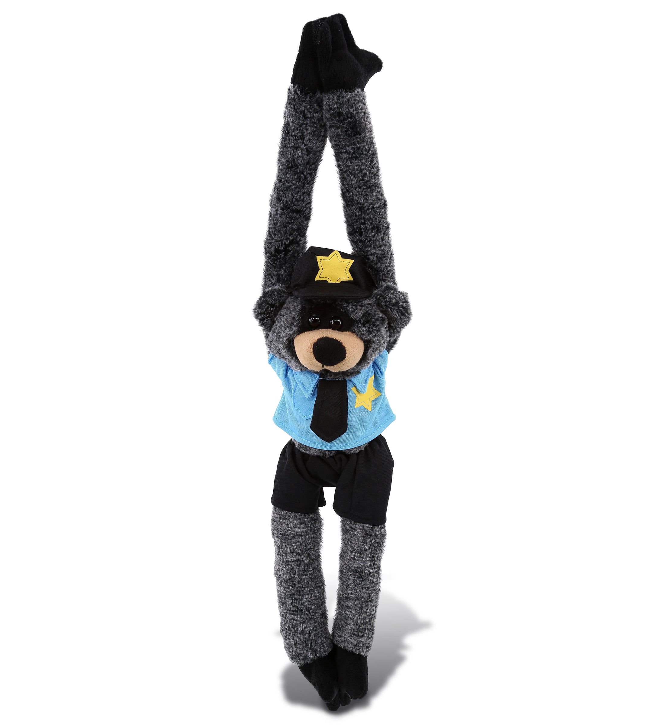 PLUSH POLICE - SUPER SOFT PLUSH - LONG ARMS - BLACK BEAR