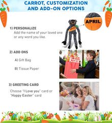 DolliBu Happy Easter Soft Plush Long Arms Black Bear with Carrot - 21 Inches