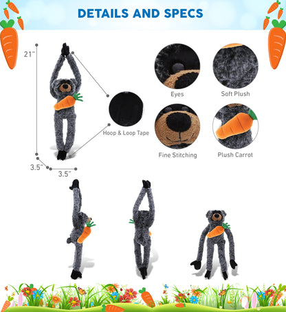 DolliBu Happy Easter Soft Plush Long Arms Black Bear with Carrot - 21 Inches
