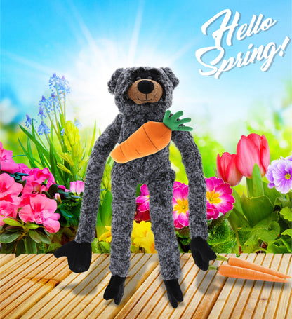 DolliBu Happy Easter Soft Plush Long Arms Black Bear with Carrot - 21 Inches