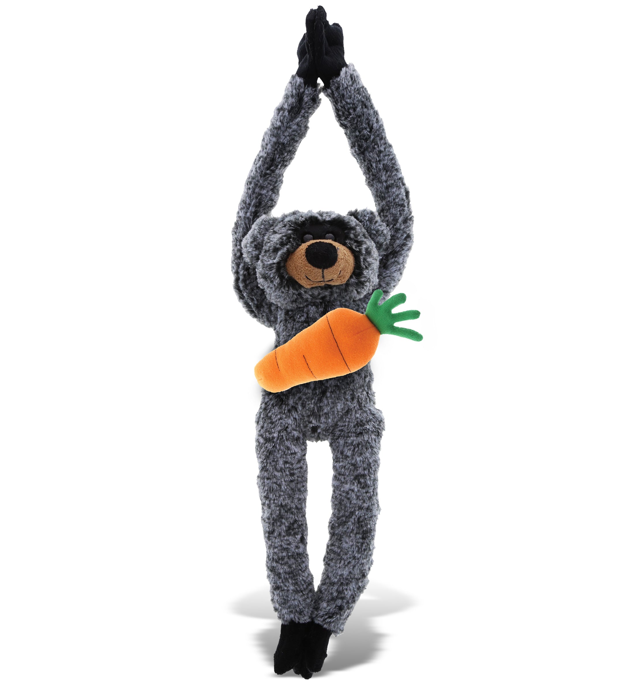 DolliBu Happy Easter Soft Plush Long Arms Black Bear with Carrot - 21 Inches