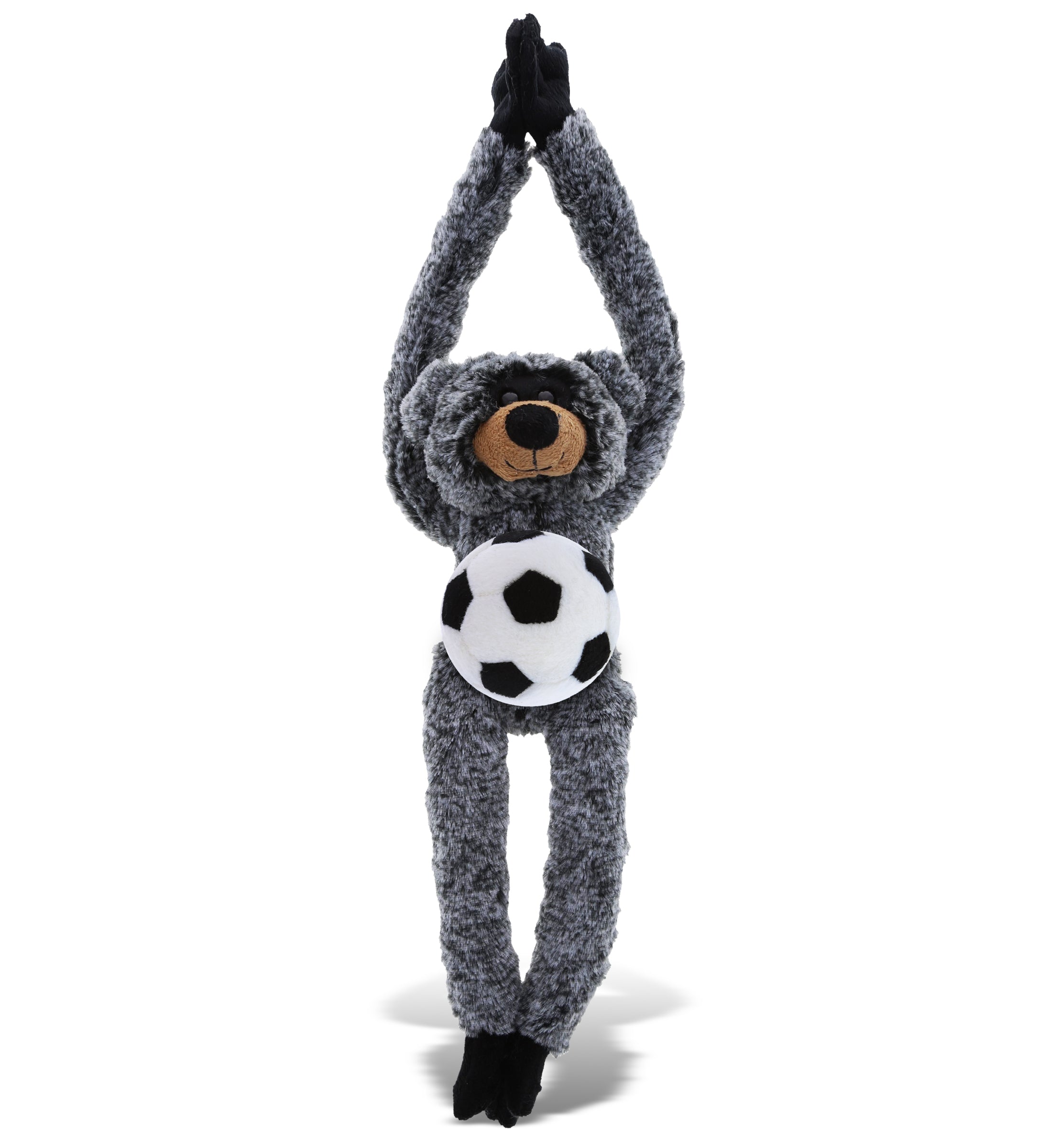 PLUSH SOCCER BALL - SUPER SOFT PLUSH - LONG ARMS - BLACK BEAR