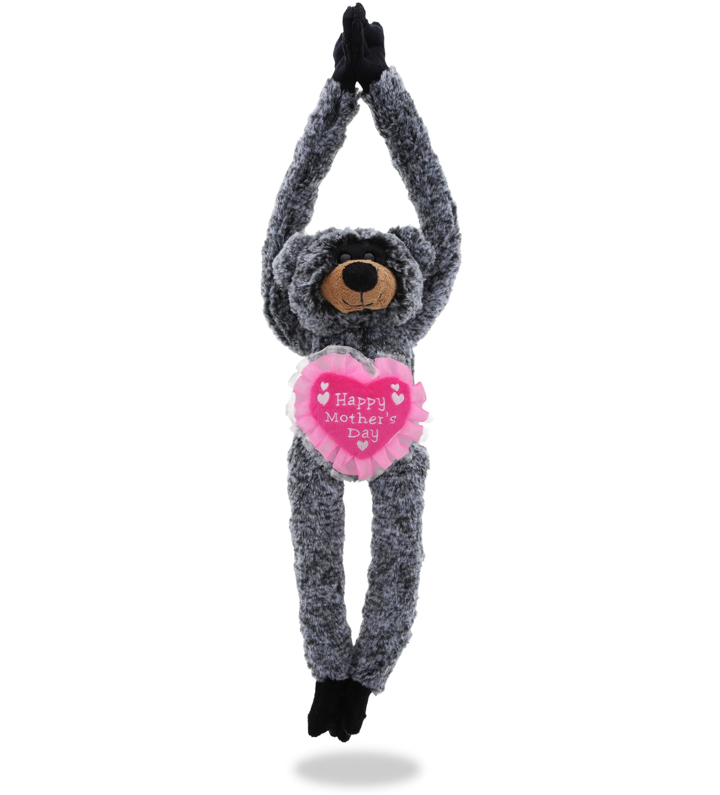 PLUSH MOTHERS DAY HEART - SUPER SOFT PLUSH - LONG ARMS - BLACK BEAR