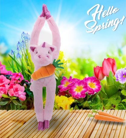 DolliBu Happy Easter Super Soft Plush Long Arms Unicorn with Carrot - 21 Inches