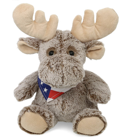 SUPER-SOFT PLUSH - SITTING MOOSE WITH USA FLAG BANDANA