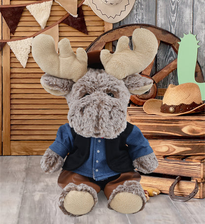 SUPER-SOFT PLUSH - SITTING MOOSE COWBOY DRESS UP