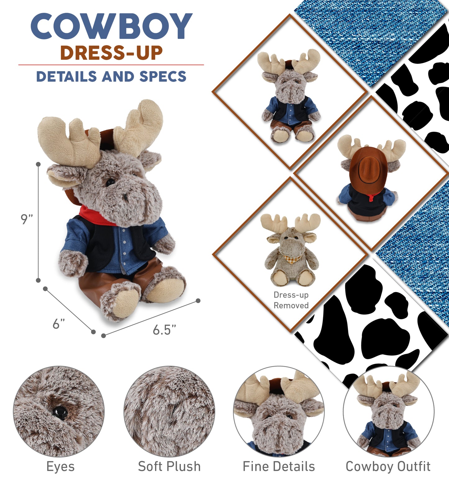 SUPER-SOFT PLUSH - SITTING MOOSE COWBOY DRESS UP