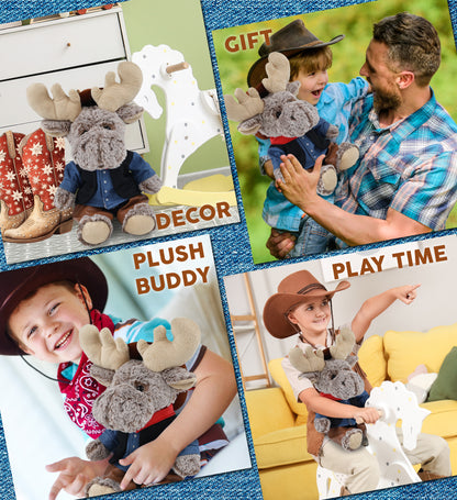 SUPER-SOFT PLUSH - SITTING MOOSE COWBOY DRESS UP