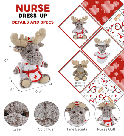 SUPER-SOFT PLUSH - SITTING MOOSE NURSE DRESS UP