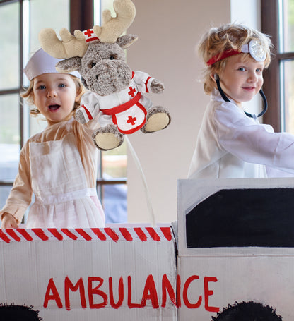 SUPER-SOFT PLUSH - SITTING MOOSE NURSE DRESS UP