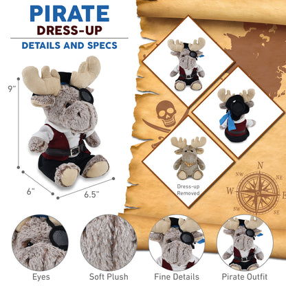 SUPER-SOFT PLUSH - SITTING MOOSE WITH PIRATE DRESS UP