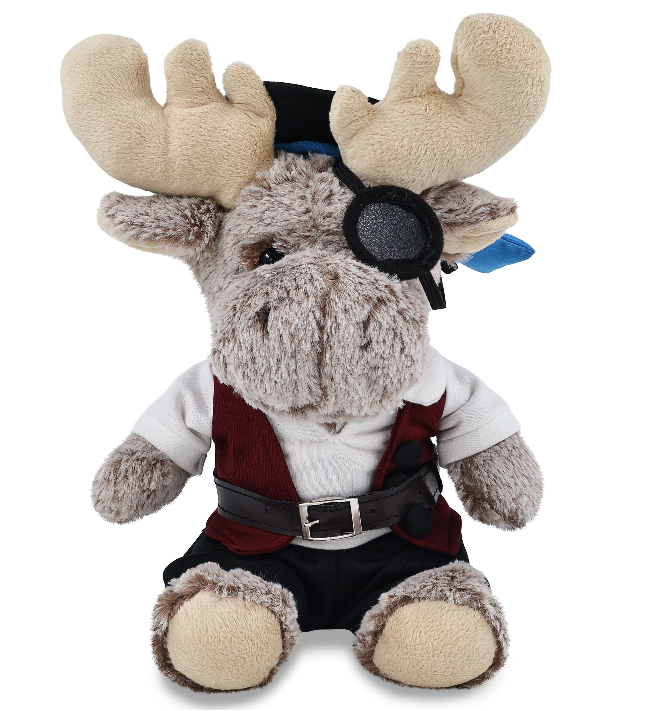 SUPER-SOFT PLUSH - SITTING MOOSE WITH PIRATE DRESS UP