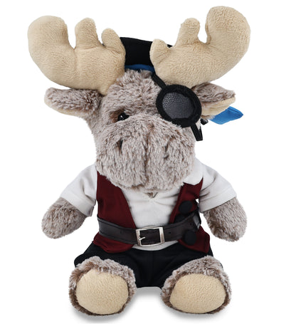 SUPER-SOFT PLUSH - SITTING MOOSE WITH PIRATE DRESS UP