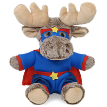 SUPER-SOFT PLUSH - SITTING MOOSE WITH SUPER HERO DRESS UP