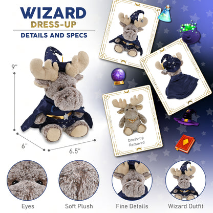 SUPER-SOFT PLUSH - SITTING MOOSE WITH WIZARD DRESS UP