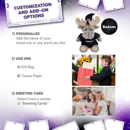 SUPER-SOFT PLUSH - SITTING MOOSE WITH WITCH DRESS UP