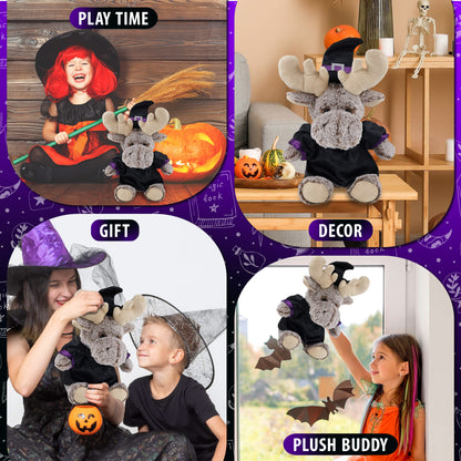 SUPER-SOFT PLUSH - SITTING MOOSE WITH WITCH DRESS UP