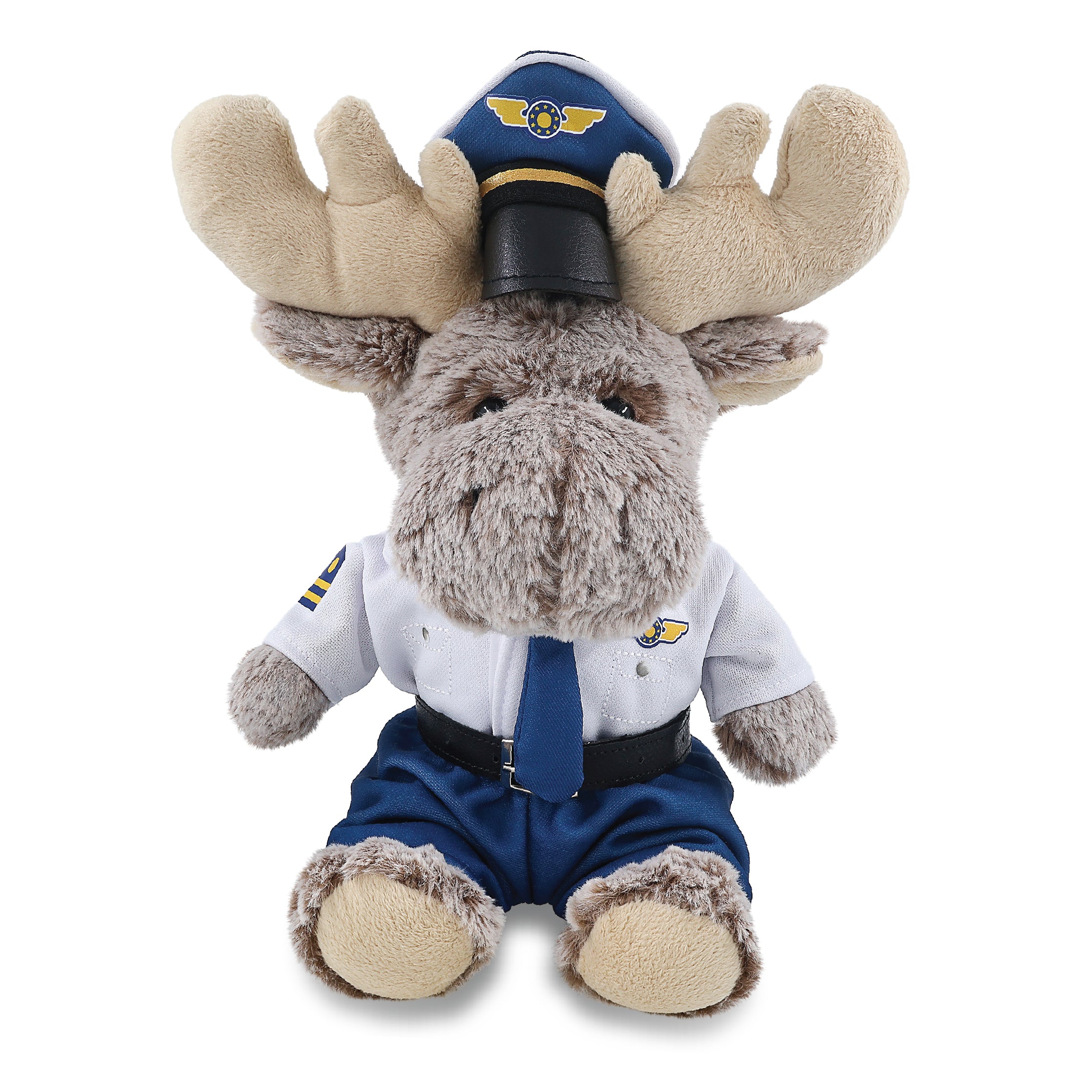 SUPER-SOFT PLUSH - SITTING MOOSE WITH PILOT DRESS UP