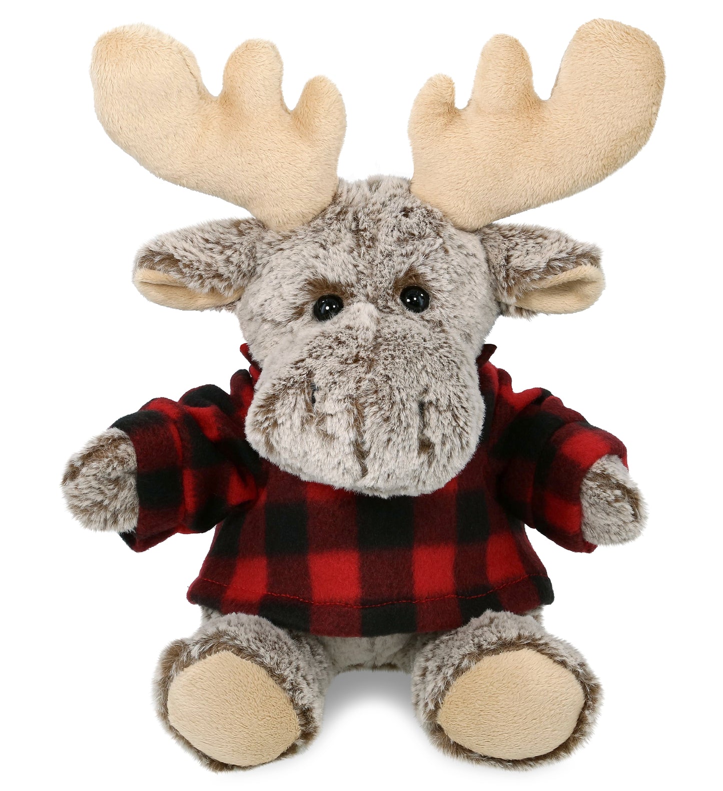PLUSH RED PLAID HOODIE - SUPER-SOFT PLUSH - SITTING MOOSE