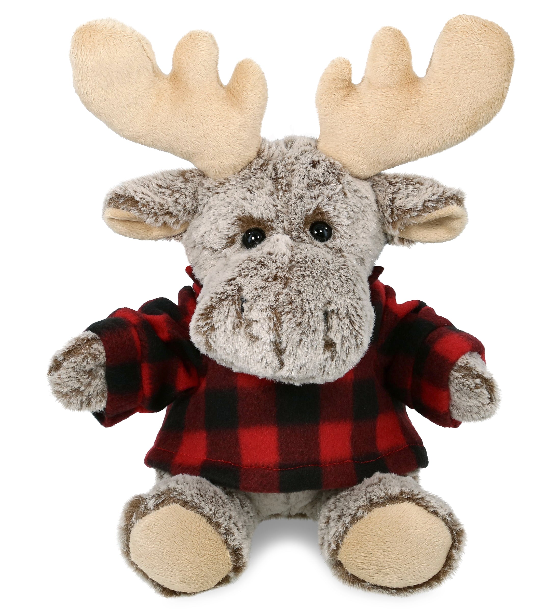 PLUSH RED PLAID HOODIE - SUPER-SOFT PLUSH - SITTING MOOSE