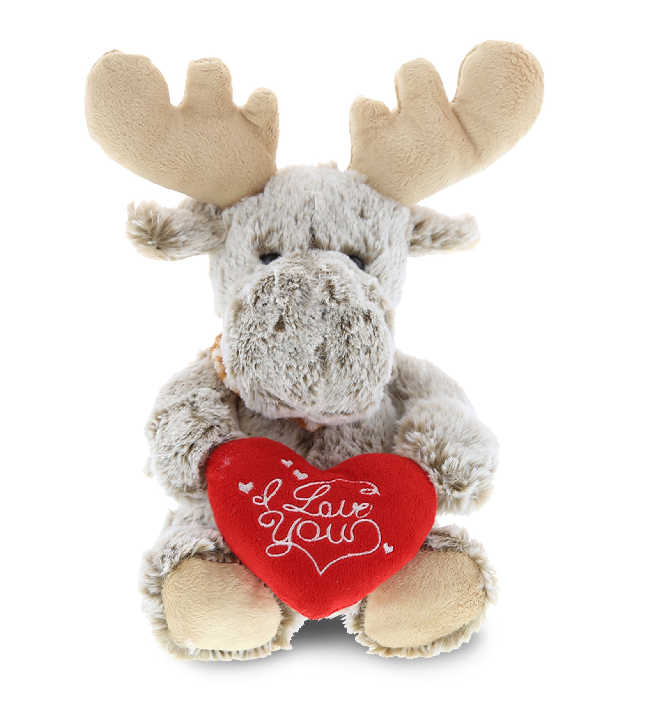 PLUSH I LOVE YOU RED HEART - SUPER-SOFT PLUSH - SITTING MOOSE