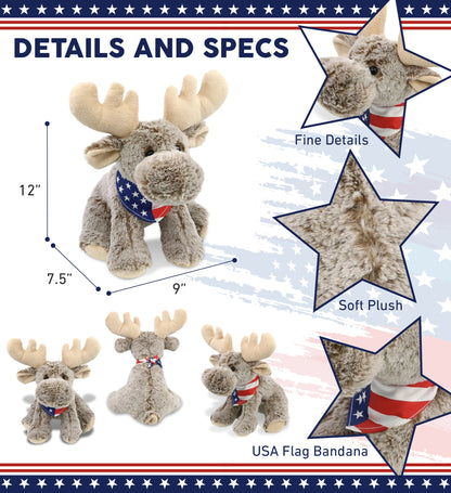 SUPER-SOFT PLUSH - FLOPPY MOOSE WITH USA FLAG BANDANA