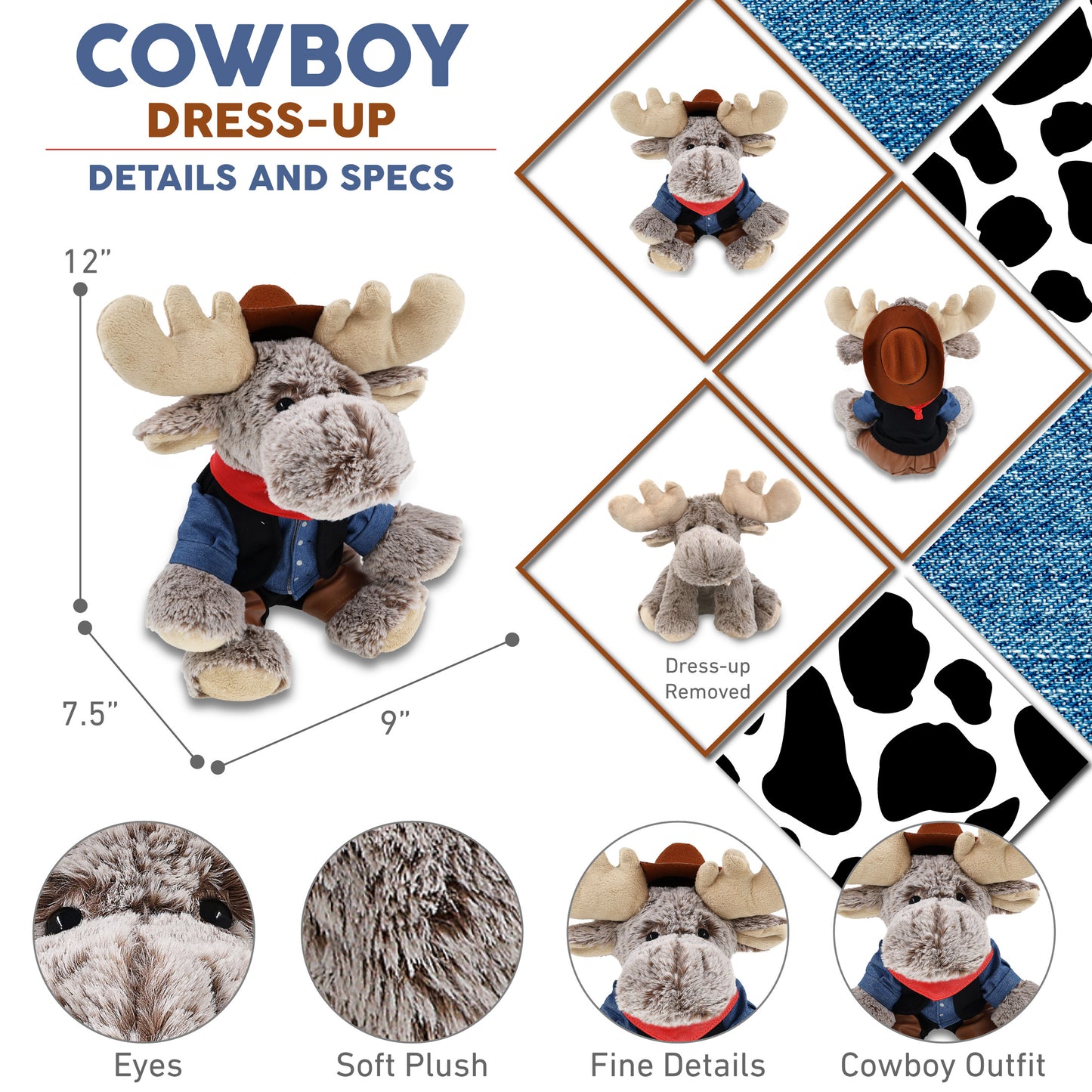 SUPER-SOFT PLUSH - FLOPPY MOOSE COWBOY DRESS UP