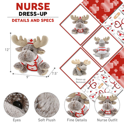 SUPER-SOFT PLUSH - FLOPPY MOOSE With NURSE Dress-Up