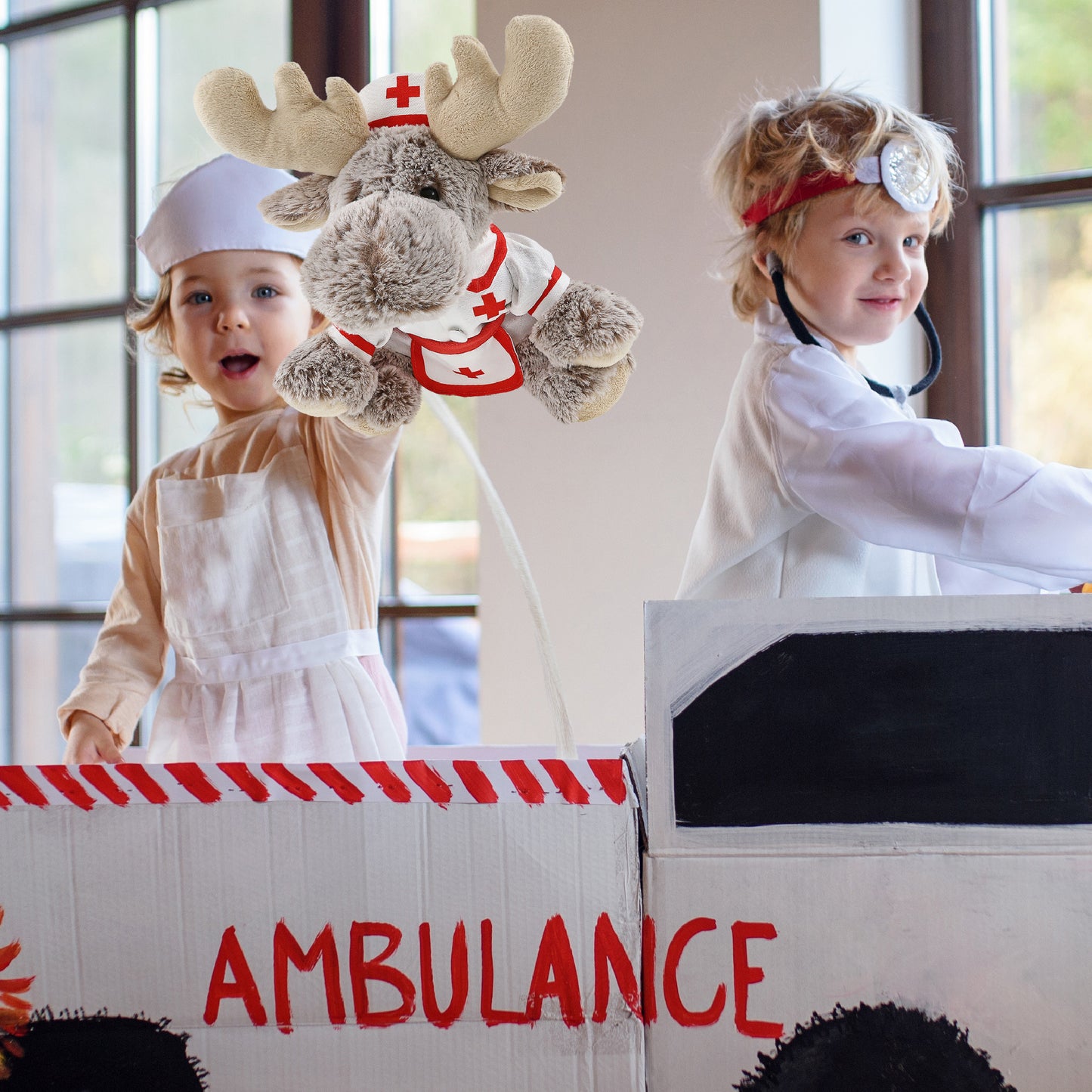 SUPER-SOFT PLUSH - FLOPPY MOOSE With NURSE Dress-Up