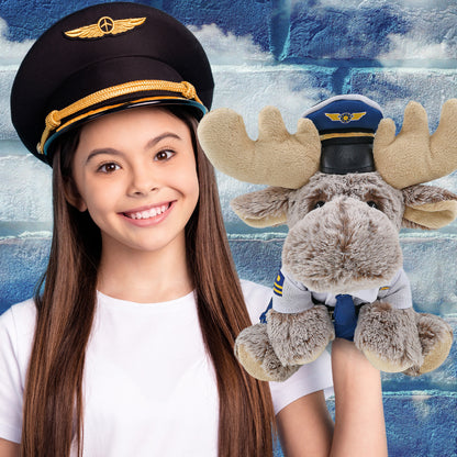 SUPER-SOFT PLUSH - FLOPPY MOOSE WITH PILOT DRESS UP