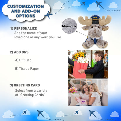 SUPER-SOFT PLUSH - FLOPPY MOOSE WITH PILOT DRESS UP