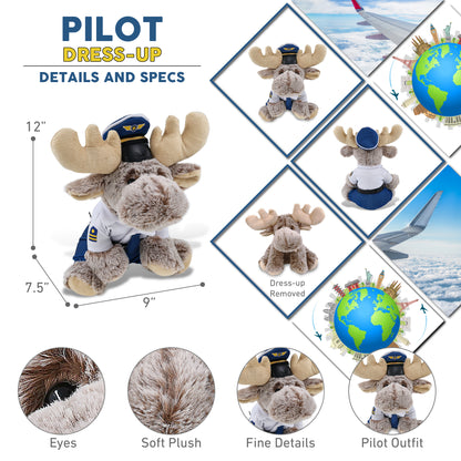SUPER-SOFT PLUSH - FLOPPY MOOSE WITH PILOT DRESS UP