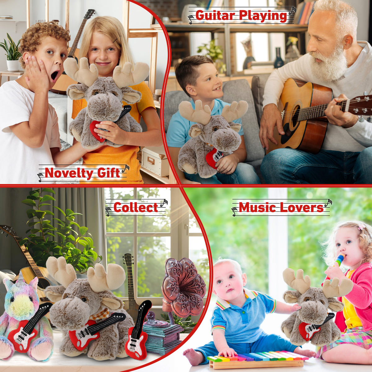 SUPER-SOFT PLUSH - FLOPPY MOOSE WITH GUITAR ADD ON