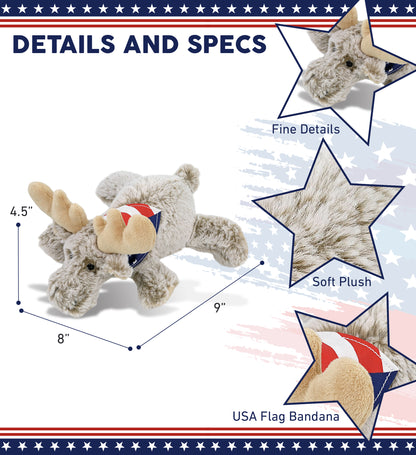 SUPER-SOFT PLUSH - LYING MOOSE WITH USA FLAG BANDANA