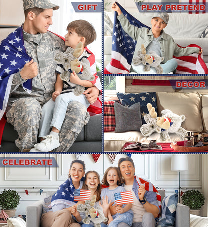 SUPER-SOFT PLUSH - LYING MOOSE WITH USA FLAG BANDANA