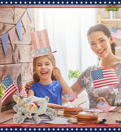 SUPER-SOFT PLUSH - LYING MOOSE WITH USA FLAG BANDANA