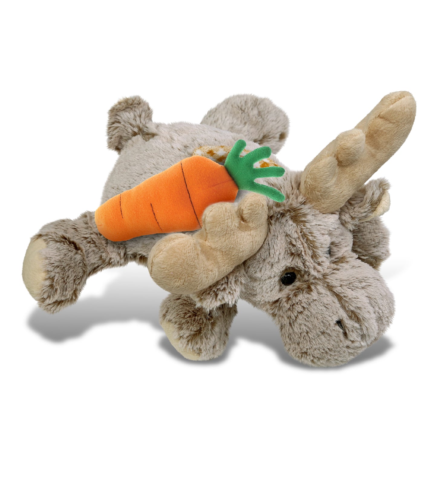 DolliBu Happy Easter Super Soft Plush Lying Moose with Carrot Plush - 9.5 Inch
