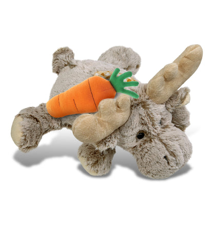 DolliBu Happy Easter Super Soft Plush Lying Moose with Carrot Plush - 9.5 Inch