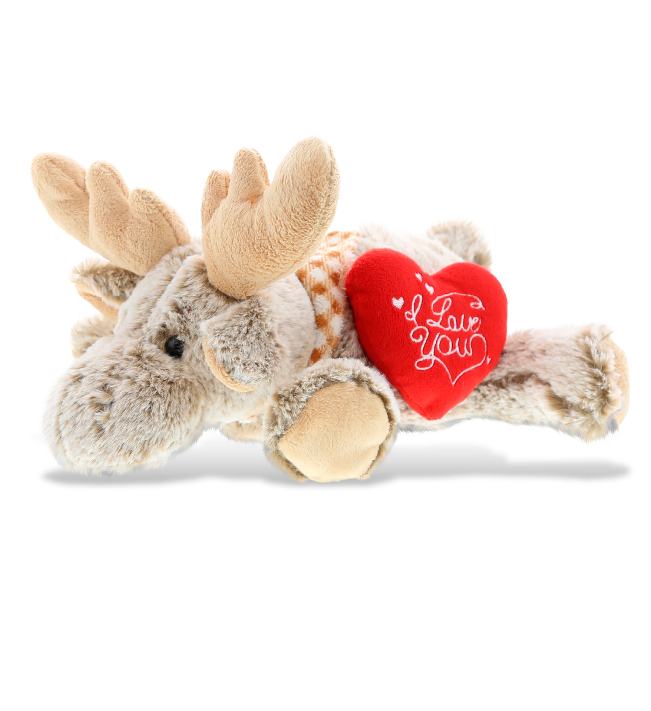 PLUSH I LOVE YOU RED HEART - SUPER-SOFT PLUSH - LYING MOOSE
