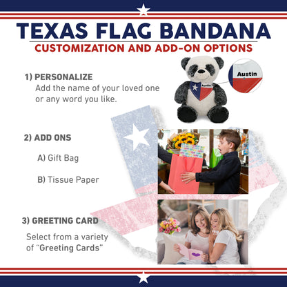 SUPER-SOFT PLUSH - SITTING PANDA WITH TEXAS FLAG BANDANA