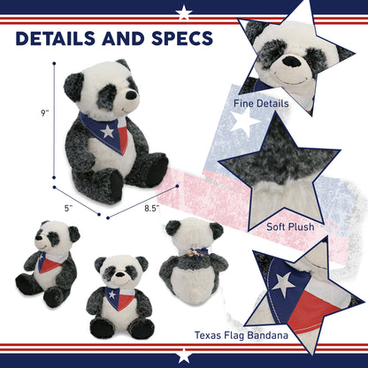 SUPER-SOFT PLUSH - SITTING PANDA WITH TEXAS FLAG BANDANA