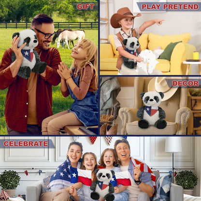 SUPER-SOFT PLUSH - SITTING PANDA WITH TEXAS FLAG BANDANA