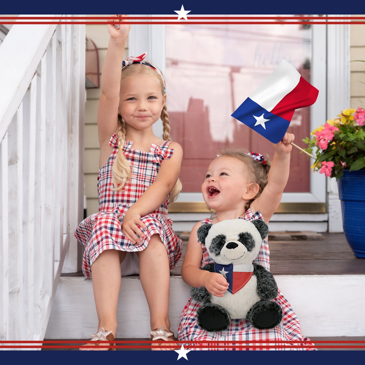 SUPER-SOFT PLUSH - SITTING PANDA WITH TEXAS FLAG BANDANA