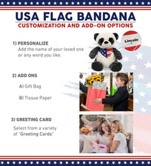 SUPER-SOFT PLUSH - SITTING PANDA WITH USA FLAG BANDANA