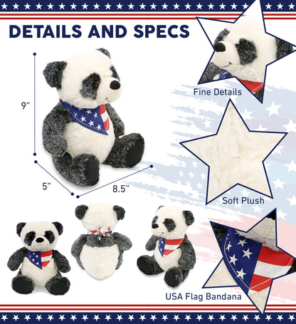 SUPER-SOFT PLUSH - SITTING PANDA WITH USA FLAG BANDANA