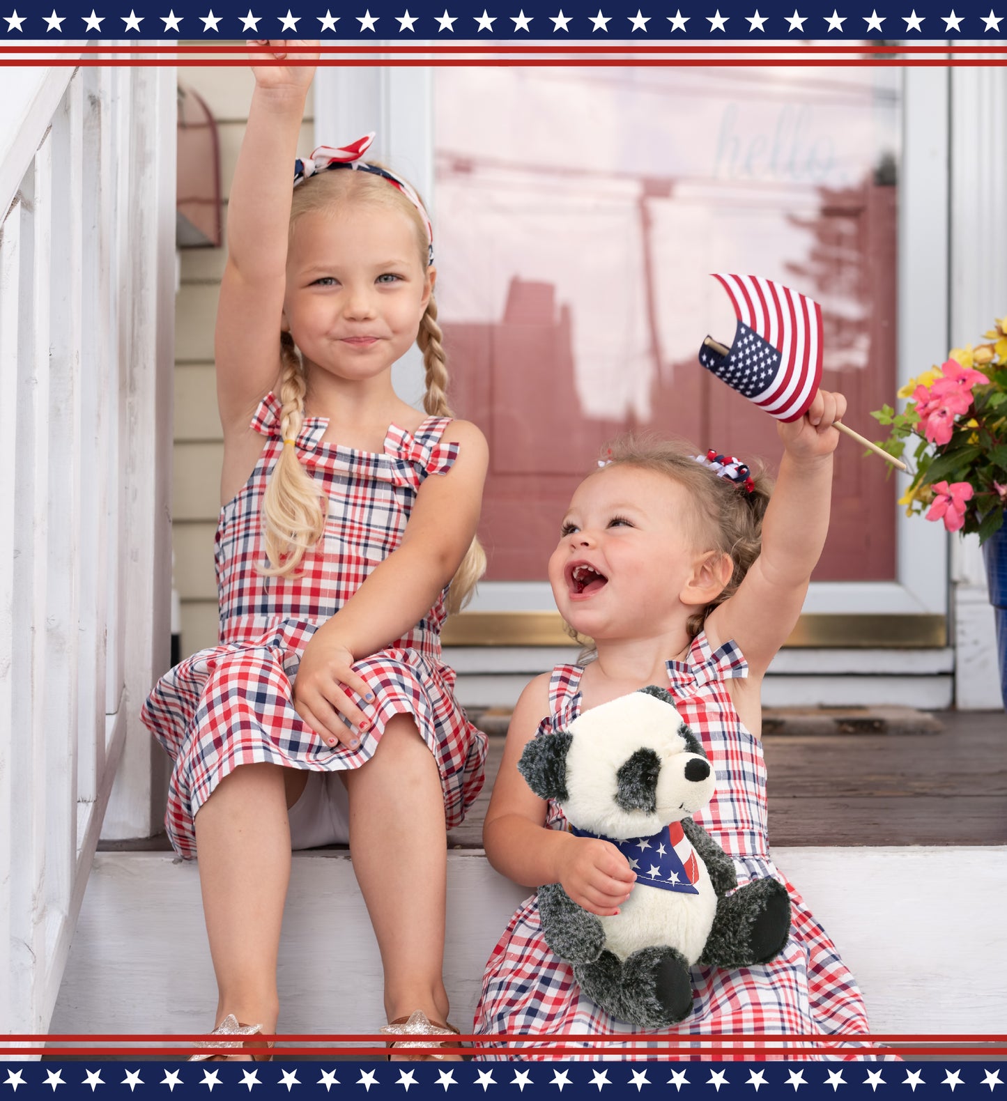 SUPER-SOFT PLUSH - SITTING PANDA WITH USA FLAG BANDANA
