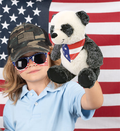 SUPER-SOFT PLUSH - SITTING PANDA WITH USA FLAG BANDANA