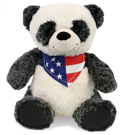 SUPER-SOFT PLUSH - SITTING PANDA WITH USA FLAG BANDANA