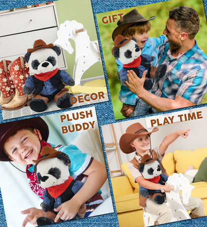 SUPER-SOFT PLUSH - SITTING PANDA COWBOY DRESS UP