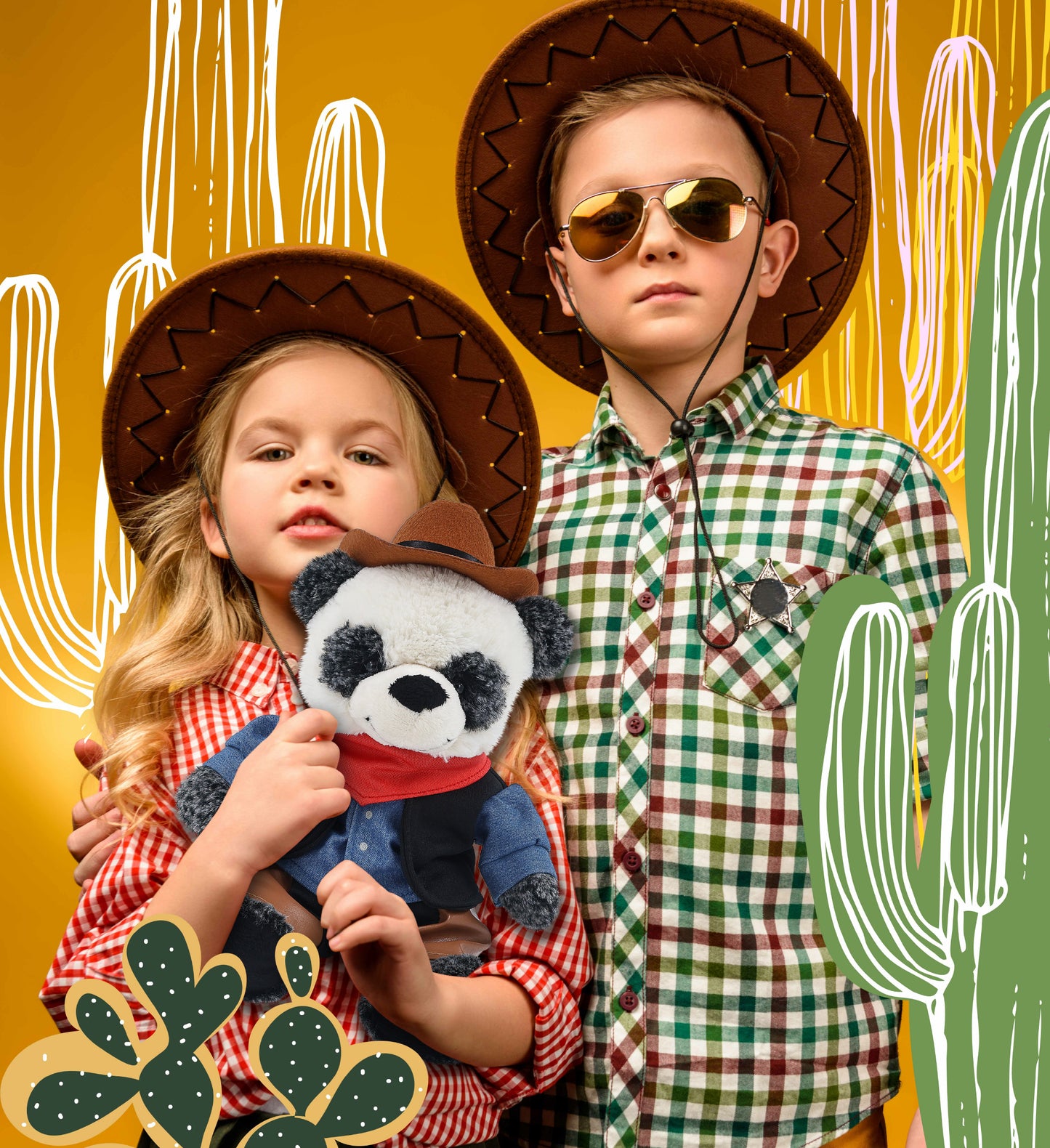 SUPER-SOFT PLUSH - SITTING PANDA COWBOY DRESS UP